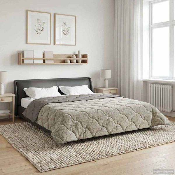 vidaXL Winterbettdecke 200 x 200 cm Winter Hellgrau Atmungsaktiv, 42026316
