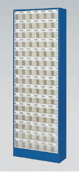 Gruber Systeme Magazinschrank mit Klarsichtmagazinen 18x Größe B 15xC 6xE, H1370xB634xT200mm, enzianblau, KSE13653-59