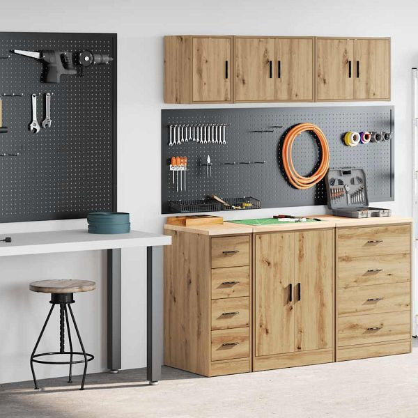 vidaXL Garagenschränke 2 Stk. Artisan-Eiche Holzwerkstoff, 3328322