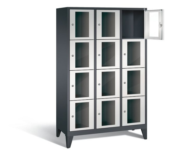 C+P Schließfachschrank Classic, H1850xB1200xT500mm, Farbe: Schwarzgrau / Lichtgrau, 8010A324 S10016