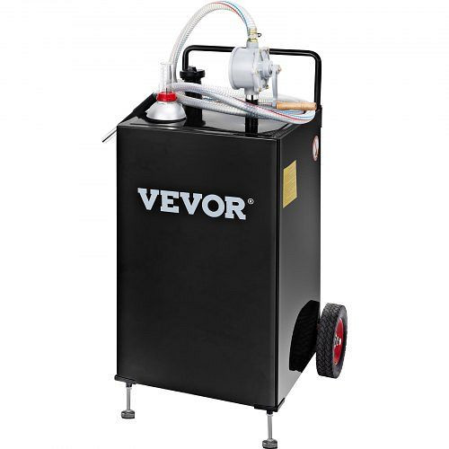 VEVOR Fuel Caddy Kraftstoffspeichertank 30 Gallonen 2 Räder mit manueller Pumpe, Schwarz, SYJYCBXGGJ2307OLTV0