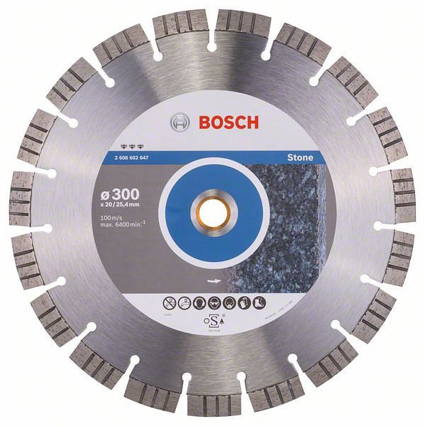 Bosch Diamanttrennscheibe Best for Stone, 300 x 20,00/25,40 x 2,8 x 15 mm, 2608602647
