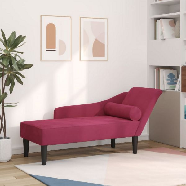 vidaXL Chaiselongue mit Kissen Weinrot Samt, Komfort, 4007592