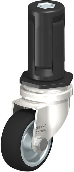 Blickle LRXA-PATH 50G-EXR04 Edelstahl-Apparate-Lenkrolle mit Expander, Thermoplastisches Polyurethan, Grau, 853321