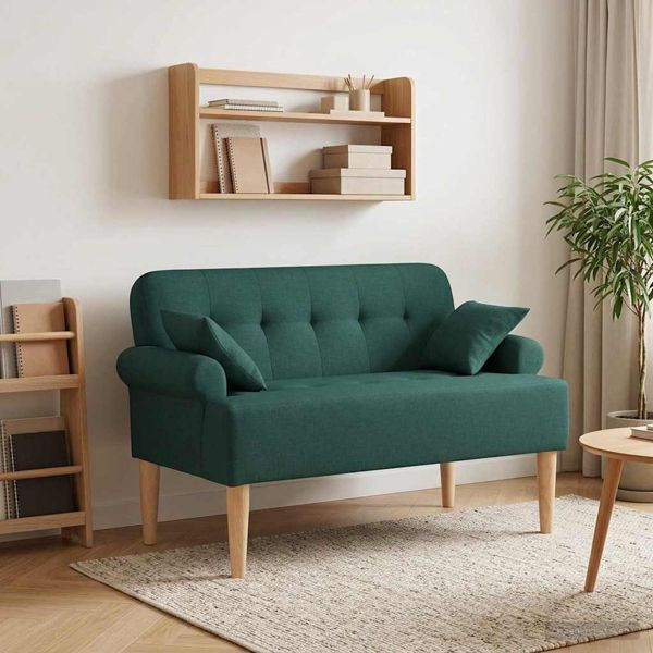 vidaXL Zweisitzer mit Knopfheftung Dunkelgrün 120 x 65 x 79 cm Stoff, 42041814