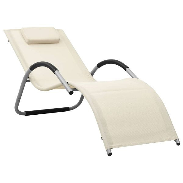 vidaXL Sonnenliege Textilene Creme und Grau, Material: Textilene, Aluminium, pulverbeschichteter Stahl, 310514