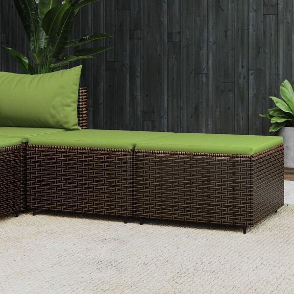 vidaXL Gartenhocker mit Kissen 2 Stück Braun Poly Rattan, 319837