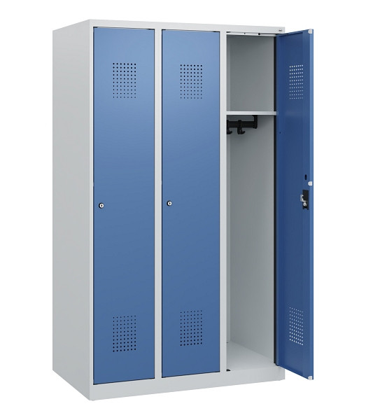 C+P Spind Evolo PLUS, 3 Abteile, 1530x900x500mm, 7035/5023, Zylinderschloss, 0490005-30 S10033