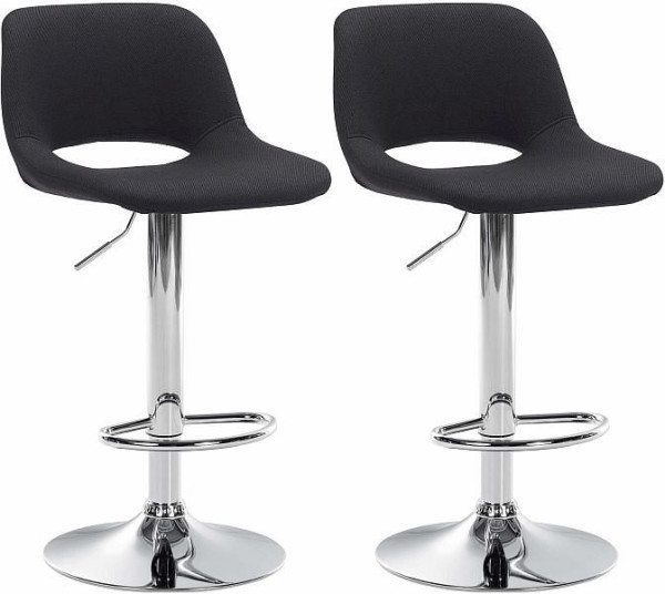 CLP Barhocker Camden Stoff chrom, schwarz, VE: 2 Stück, 325137