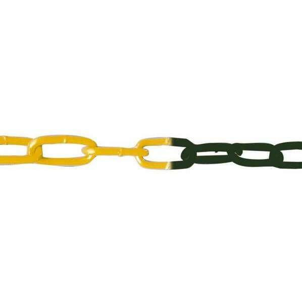 Schake Absperrkette aus Kunststoff, 6 mm stark, gelb / schwarz, VE: 25 m, 430_06-VE25