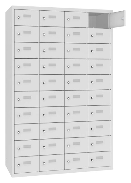 Eurobox Schließfach/Kantinenschrank stehend, 4 Abteile, 40 Fächer, Abteilbreite 325 mm, Tiefe 500 mm, 0902-115410