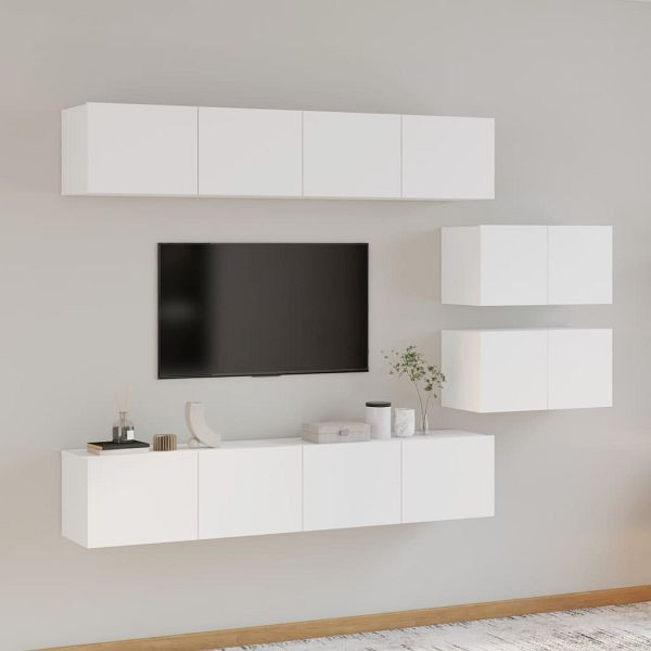vidaXL 6-teilig TV-Schrank-Set Weiß Holzwerkstoff, 3114598
