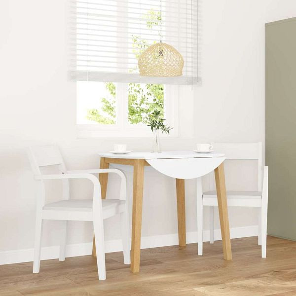 vidaXL Esszimmerstühle 2 Stk. Weiß Massivholz Gummibaum, 4102513
