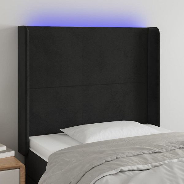 vidaXL LED Kopfteil Schwarz 93x16x118/128 cm Samt, 3123806