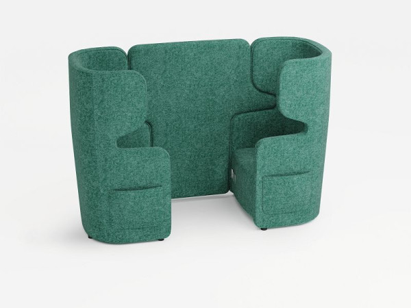 Bisley Vivo 2er-Set, gegenüberliegende Sessel mit hoher Rückenlehne, Farbe: grün, Steckdose + 2xUSB + 2 Seitentaschen, VIVH2SETPS2WM0143