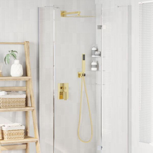 vidaXL Verborgenes Duschsystem (Quadrat) Gold Edelstahl 201, 42028990