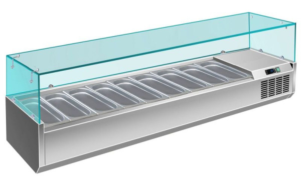 A&S Polarny Pizzakühlaufsatz mit Glasaufsatz 9x 1/3 GN, 2000x335x460 mm, PAK2000/380