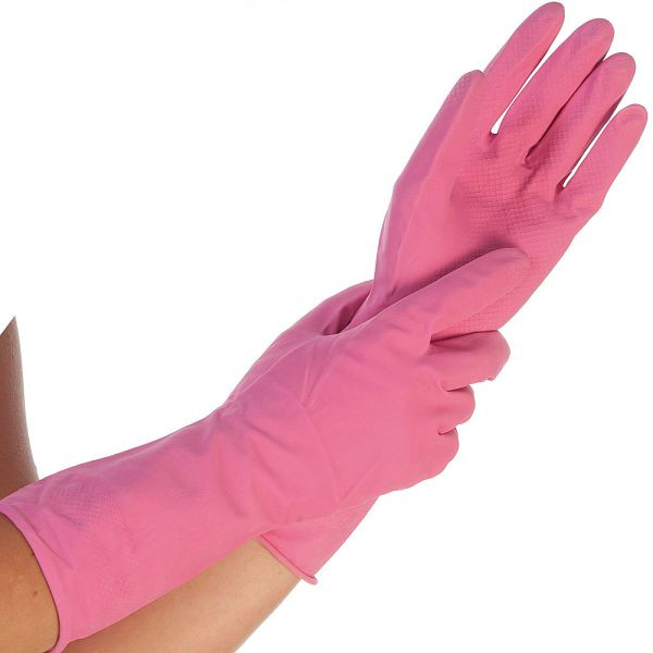 Hygostar Haushaltshandschuhe Bettina, pink, Größe 9/L, Latex beflockt, VE: 144 Paar, 25925