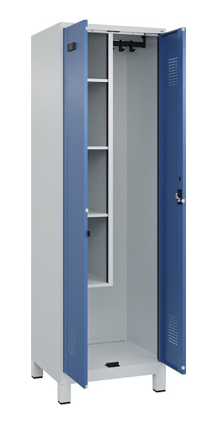 C+P Putzmittel-Spind Evolo PLUS, mit Füßen, 2 Abteile, 1950x600x500mm, 7035/502, Zylinderschloss, 049110-00 S10035