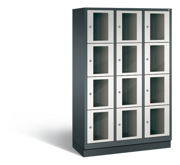 C+P Schließfachschrank Classic, 12 Fächer, H1800xB1200xT500 mm, Anthrazit/Grau, 8020A324 S10036