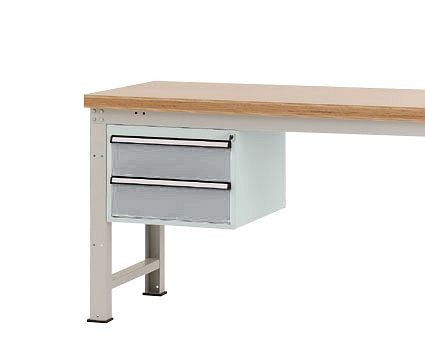 Manuflex Gehäuse-Unterbau PROFI, Nutzhöhe 300 mm mit 2 Schubfächern, für Werkbanktiefe 700 mm, Alusilber, ZB4531.9006