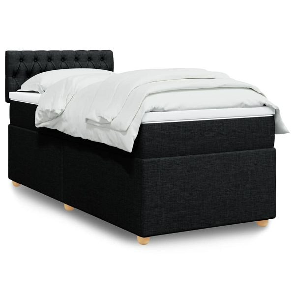 vidaXL Boxspringbett mit Matratze Schwarz 80x200 cm Stoff, 3288816