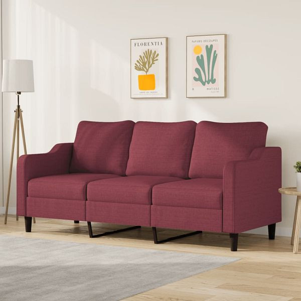 vidaXL 3-Sitzer-Sofa Weinrot 180 cm Stoff, 359373, 8721012140998