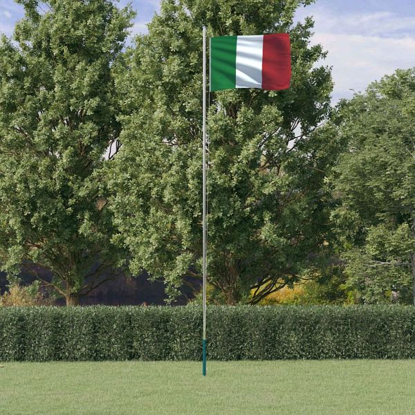 vidaXL Flagge Italiens mit Mast 6,23 m Aluminium, 3147097