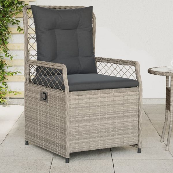 vidaXL Gartensessel 2 Stück Verstellbar Hellgrau Poly Rattan, 368666