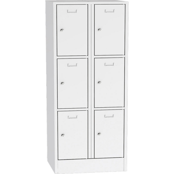 Deskin Schließfach-Stahlschrank SYSTEM SP1 COLOR, Korpus und Türen Lichtgrau RAL 7035, H 1850 x B 800 x T 500 mm, mit Zylinderschloss, 350 mm, 281961