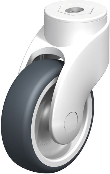 Blickle LWK-TPA 101G Kunststoff-Lenkrolle WAVE mit Rückenloch, Thermoplastisches Gummi-Elastomer, Grau, 744647