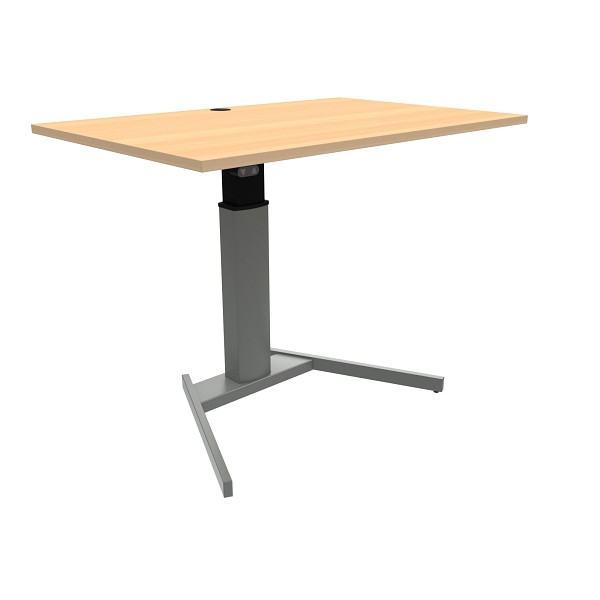 ConSet Schreibtisch (Steh/Sitz) 1-Säulig, Silber + Platte 120-80 cm, Buche-Melamin, 501-19 7S095 120-80S3 BM