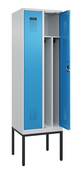 C+P Spind Evolo PLUS, Gestell, 2 Abteile, 2120x600x500mm, 7035/5012, Verschluss Zylinderschloss, 0490307-20F S10034