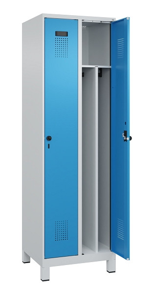 C+P Spind Evolo PLUS, mit Füßen, 2 Abteile, 1950x600x500mm, 7035/5012, Verschluss Drehriegel, 049010-20F S10007