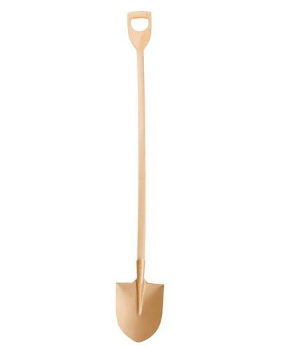 DENIOS Frankfurter Schaufel mit D-Stiel, 240 x 340 x 1150 mm, Sonderbronze, funkenfrei, 265044