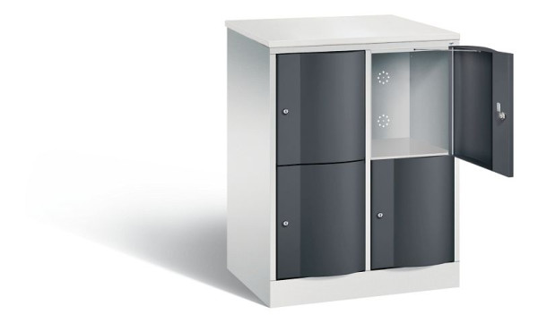 C+P Schließfachschrank Resisto, H1077xB772xT540mm, Farbe: Lichtgrau / Schwarzgrau, 8472-272 S10096