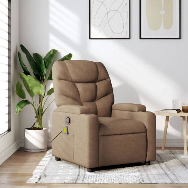 vidaXL Massagesessel Braun Stoff, Entspannung, Zurücklehnen, 372457