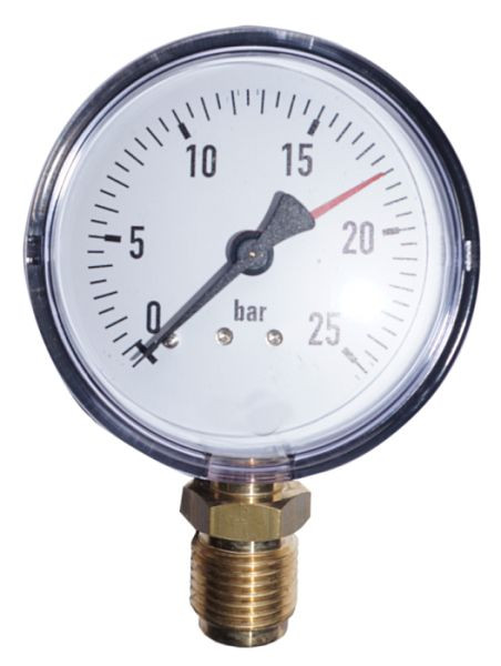 SBN Manometer 0-25 bar, 1/2" Anschluß unten, 80 mm Durchmesser, 06002