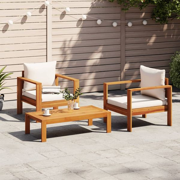 vidaXL 3-teilig Garten-Sofagarnitur mit Kissen Massivholz Akazie, 3214841