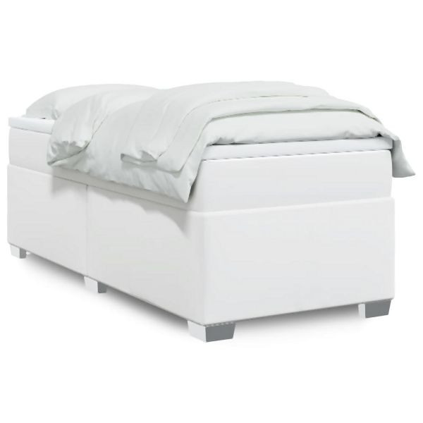 vidaXL Boxspringbett mit Matratze Weiß 80x200 cm Kunstleder, 3285186