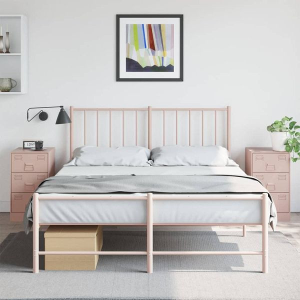 vidaXL Nachttische 2 Stück Rosa 34,5x39x62 cm Stahl, 841778