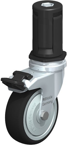 Blickle LRA-PATH 75K-FI-FK-ER05 Apparate-Lenkrolle mit Expander & Feststeller, Thermoplastisches Polyurethan, Grau, 848642