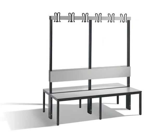 C+P Garderobenbank 2-seitig, Feuchtraum, H1650xB1500xT760 mm, Schwarzgrau/HPL Grau, 8061-200 S10014