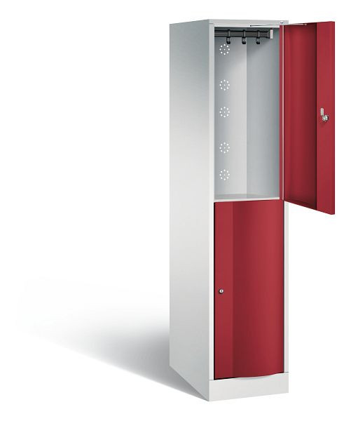 C+P Spind doppelstöckig XL Resisto, H1950xB396xT640mm, Farbe: Lichtgrau / Rubinrot, 8270-173 S10003