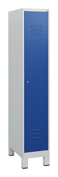 C+P Umkleidespind Classic PLUS, Füße, 1630x300x500mm, 7035/5010, Zylinderschloss, 0800105-10 S10018