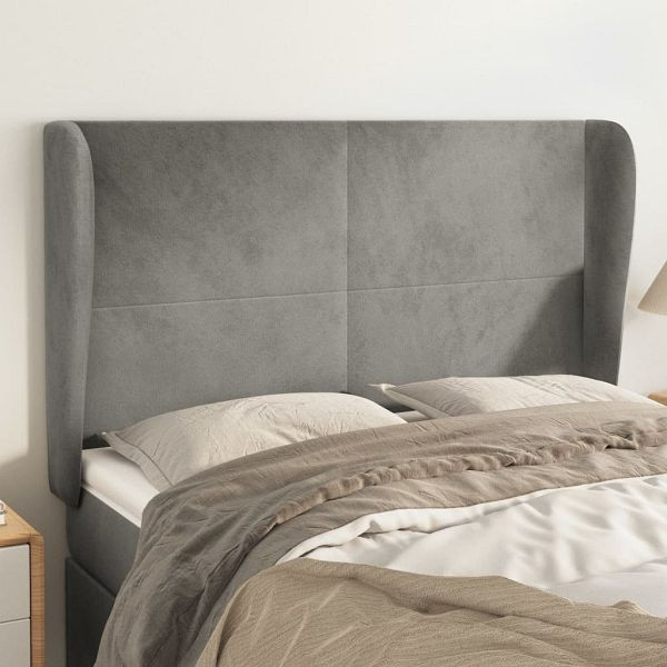 vidaXL Kopfteil mit Ohren Hellgrau 147x23x118/128 cm Samt, 3117724