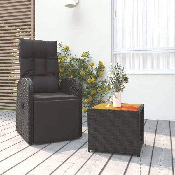 vidaXL 2-tlg. Garten-Lounge-Set Schwarz Poly Rattan Massivholz Akazie, 3157651