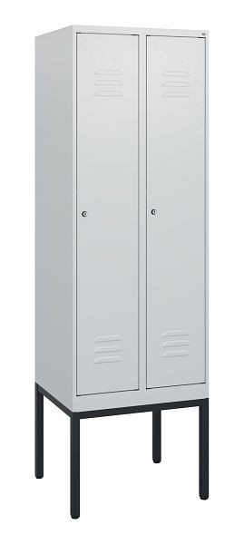 C+P Umkleidespind Classic PLUS, Gestell, 2 Abteile, 1950x600x500mm, 7035/7035, Zylinderschlösser, 0800305-20 S10024