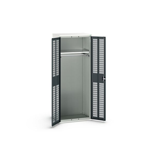 bott verso Garderobenschrank mit Belüftung, mit 1 Fachboden und 1 Kleiderstange, BxTxH: 800 x 550 x 2000 mm, Lichtgrau / Anthrazitgrau, 16926744.19