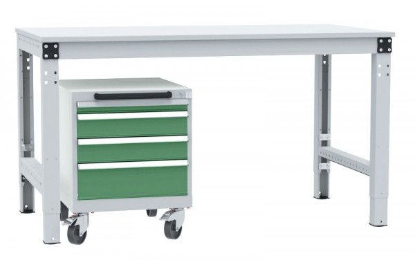 Manuflex Schubfachschrank BASETEC mobil, Nutzhöhe 400 mm mit 4 Schubfächern, in resedagrün RAL 6011, Resedagrün, SP1193.6011